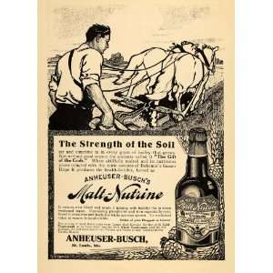 1908 Ad Anheuser Busch St. Louis Malt Nutrine Farmer   Original Print 