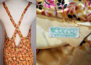   Vintage Hollywood Howard Greer Gold Silk Voided Velvet Bias Cut Dress