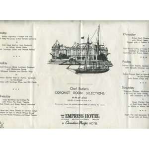  Empress Hotel Placemat Victoria BC Canadian Pacific 