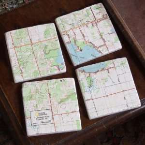   Geographic My Town TOPO Map Coasters, Set of 4