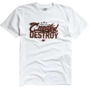  FOX CASUALS CREATED TO DESTORY SHORT SLEEVE T SHIRT WHITE 