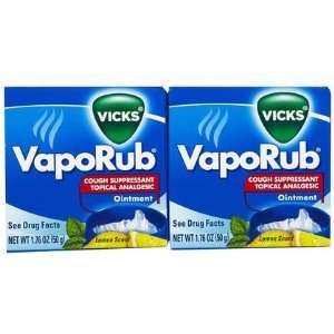 Vicks VapoRub Topical Cough Suppressant Ointment, Lemon, 2 ct 