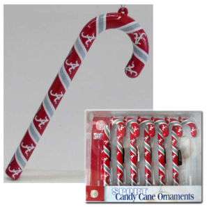 Alabama Crimson Tide Candy Cane Ornaments (NEW) 6 Pack Christmas 