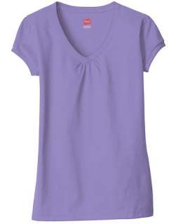 Hanes Girls Shirred V Neck T Shirt   style K701  
