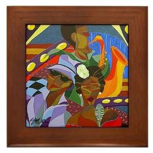  The Jazz Club  Art Deco Cubist Framed Fine Art Ceramic Tile 