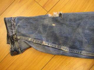 Destroyed Levi indigo Big E vintage jean jacket V552  