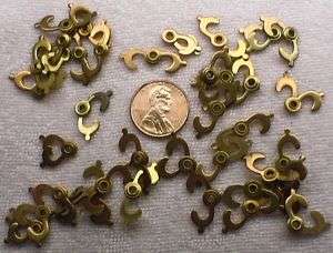 VINTAGE BRASS   Anchor Attach Hook End Clasp   FINDINGS   12 Pieces 