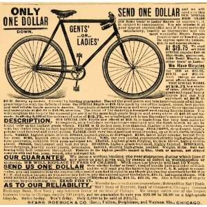  1898 Vintage Ad  Roebuck Bicycles Bikes Antique 