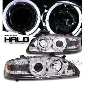   01 02 03 Dual Halo Angel Eye Projector Headlights Chrome Automotive