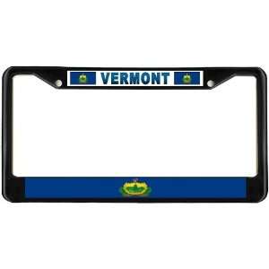  Vermont VT State Flag Black License Plate Frame Metal 