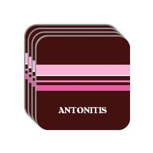 Personal Name Gift   ANTONITIS Set of 4 Mini Mousepad Coasters (pink 