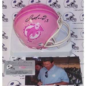 Dan Marino Autographed Mini Helmet   Pink   Autographed NFL Mini 