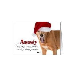 Merry Christmas Aunty   Singing Dog in Santa Hat   Humorous Card