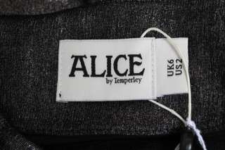 Alice by TEMPERLEY LONDON Pewter Metallic Mini Becca Dress 2 NEW 6 
