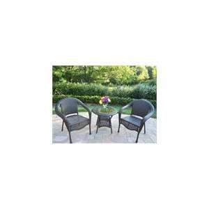   Oakland Living Resin Wicker 3Pc Chat Table Set Patio, Lawn & Garden