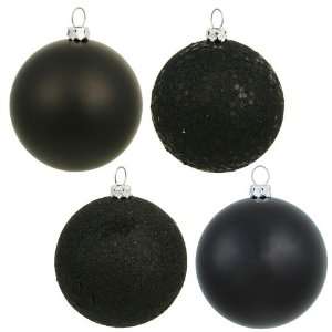  Set of 48 20MM Black Shatterproof Ball Ornaments in 4 