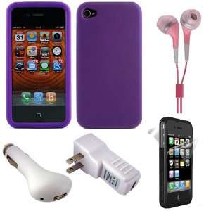   Apple iPhone 4 + USB Car Charger + USB Travel Wall Charger + Pink Hifi