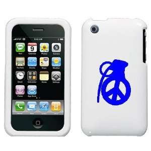 com APPLE IPHONE 3G 3GS BLUE PEACE GRENADE LOGO ON A WHITE HARD CASE 