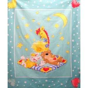  45 Wide Little Suzys Zoo Nite Time Aqua Panel Fabric By 