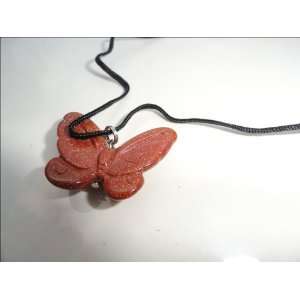  Goldstone Butterfly Pendant with Cord Necklace Everything 