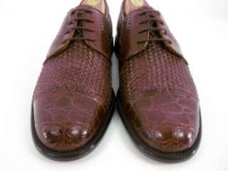 Mezlan MARINA Crocodile Alligator Woven Cap Toe Dress Shoes Oxfords 7 