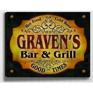  Gravens Bar & Grill 14 x 11 Collectible Stretched 