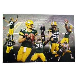 Green Bay Packers SB XLV Collage 24x36 Canvas   Original NFL Art and 