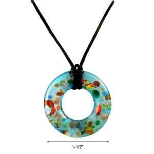  Necklace   N78   Murano Glass Style   Round Donut with 