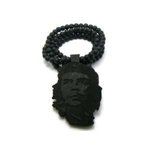  Good wood Che Guevara Real Wood 3D Pendant w/Chain Black 