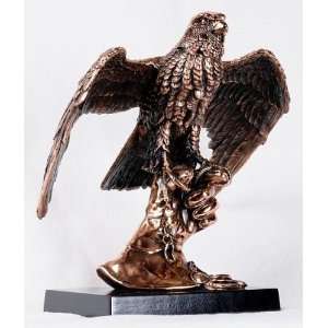  14 inch Copper Eagle With Wings Spread Clutching Glove Display 