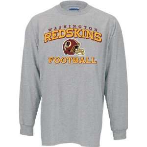 Washington Redskins  Grey  Stacked Helmet Long Sleeve T Shirt  