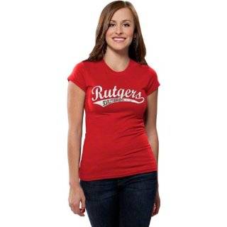 Rutgers Scarlet Knights Womens Distressed Tail Sweep Short Sleeve Tee