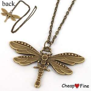 Dragonfly bronze metal pendant necklace   