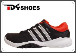 Adidas Ambition VII Stripes New Black Leather White Red Mens Tennis 