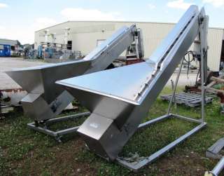 PORTABLE INCLINE CLEATED BELT CONVEYOR, STAINLESS STEEL  