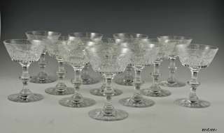 Set of 12 Cut Crystal Hawkes Wine Glasses Goblets  