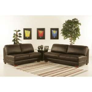  Zen Armless Mocha Leather Sofa and Loveseat By Diamond 