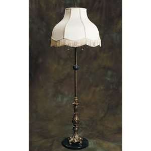 Classic bronze finished floor lamp with fringed tulip shade  Free 
