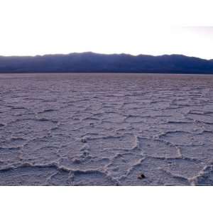 Salt Patterns at Dusk and Full Moon Light over Badwater, Death Valley 