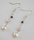 Freshwater Pearl Earrings With Swarovski Crystals Pink 