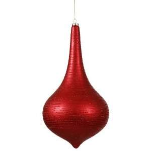  16 Red Matte Glitter Onion Drop Ornament