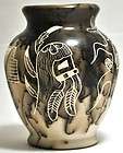 Cochiti Pueblo Dancer & Corn Stalk Etched Horsehair Pottery   WM