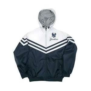  New York Yankees Full Zip Hooded Jacket   White/Navy 