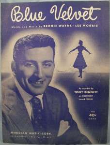 Vintage 1951 BLUE VELVET Sheet Music TONY BENNETT (O)  