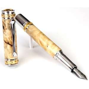  Majestic Fountain Pen   22kt Gold   Buckeye Burl