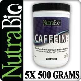 NutraBio CAFFEINE ANHYDROUS USP   2500 GRAMS POWDER 649908235437 