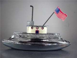   c1910s GLASS SUBMARINE CANDY CONTAINER METAL Flag Periscope Scarce