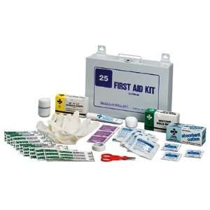 Stocked First Aid Kit   25 person Metal case w/1 shelf 10 1/2 x 7 1/2 
