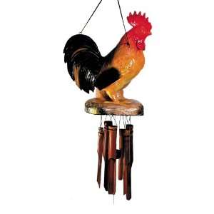  Alsi Arts Country Rooster Bamboo 36 Inch Wind Chime Patio 