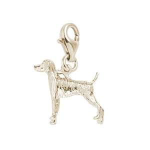  Weimaraner Charm with Lobster Clasp, Gold Plated Silver Jewelry